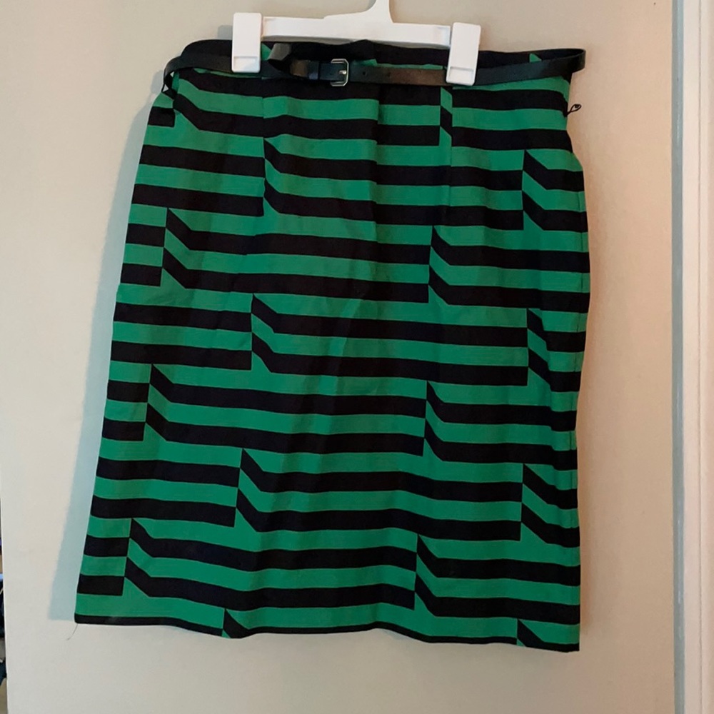 Black and green striped skirt